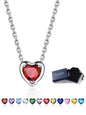Silver Necklace 925 Sterling Silver Birthstone Love Heart Necklace Valentine'S Day Gift for Her