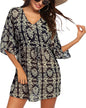 Women Swim Cover up Summer Swimsuit Hawaiian Beach Bikini Swimwear Chiffon Bathing Suit Tunic Dress (Floral 16, Large)