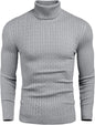 Mens Slim Fit Turtleneck Sweater Cable Knit Thermal Pullover Sweater