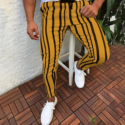 Striped Printed Stretch Flat Front Men Pants Casual,Men'S Straight-Fit Stripe Dress Pants,Mens Elastic Waist Pants Pinstripe Trousers Sweatpants High Waist Pants Yellow