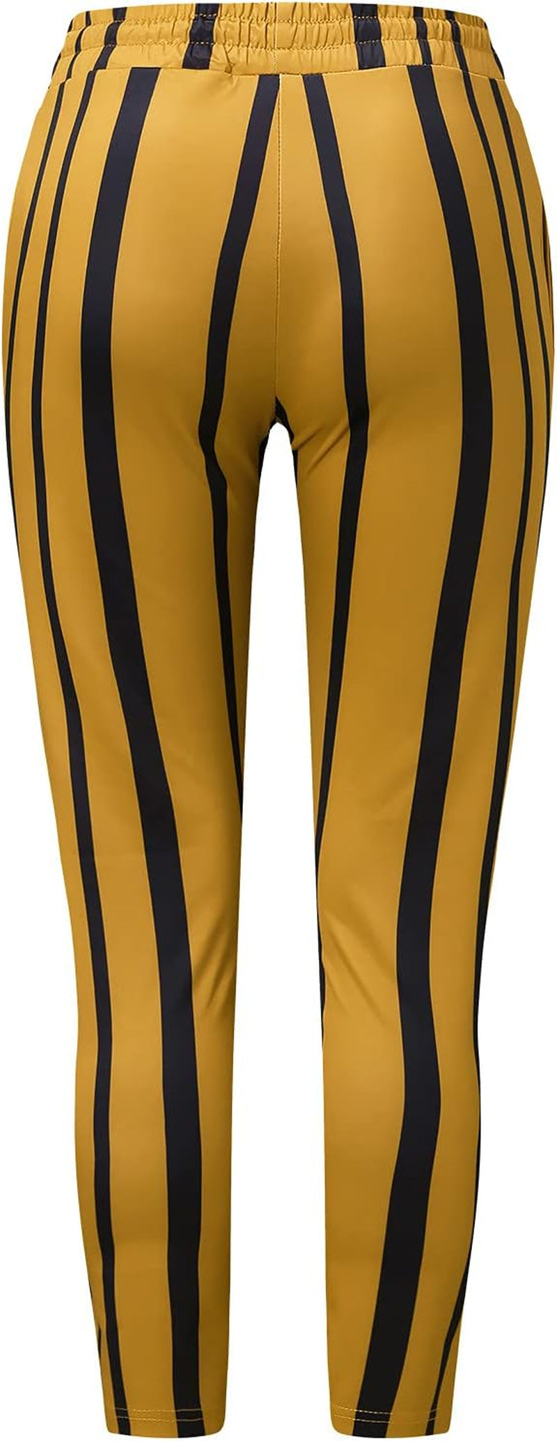 Striped Printed Stretch Flat Front Men Pants Casual,Men'S Straight-Fit Stripe Dress Pants,Mens Elastic Waist Pants Pinstripe Trousers Sweatpants High Waist Pants Yellow